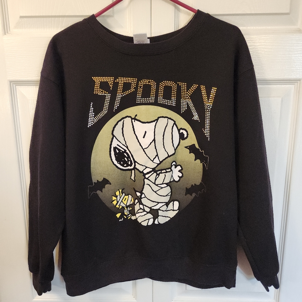 Peanuts SPOOKY Embellished Halloween Snoopy Mummy Crew Neck Sweatshirt Size XXL